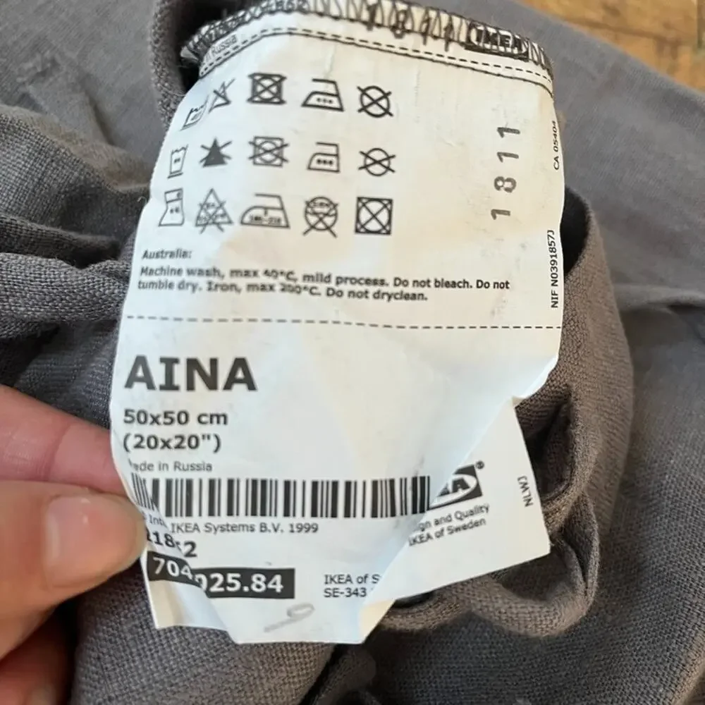 IKEA AINA Pillow Cushion Covers 100% Linen Brown Gray & Green 20